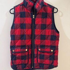 J. Crew Red and Navy Striped Quilted Vest